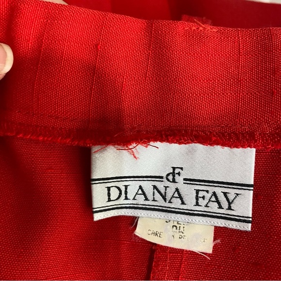 Diana Fay Vintage Classic Red Tea Length Pleated Button Front Skirt - Picture 6 of 9